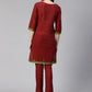 Jompers Women Maroon Yoke Design Kurta with Trousers (JOKS 1321 Maroon)