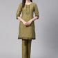 Jompers Women Mustard Yoke Design Kurta with Trousers (JOKS 1321 Mustard)