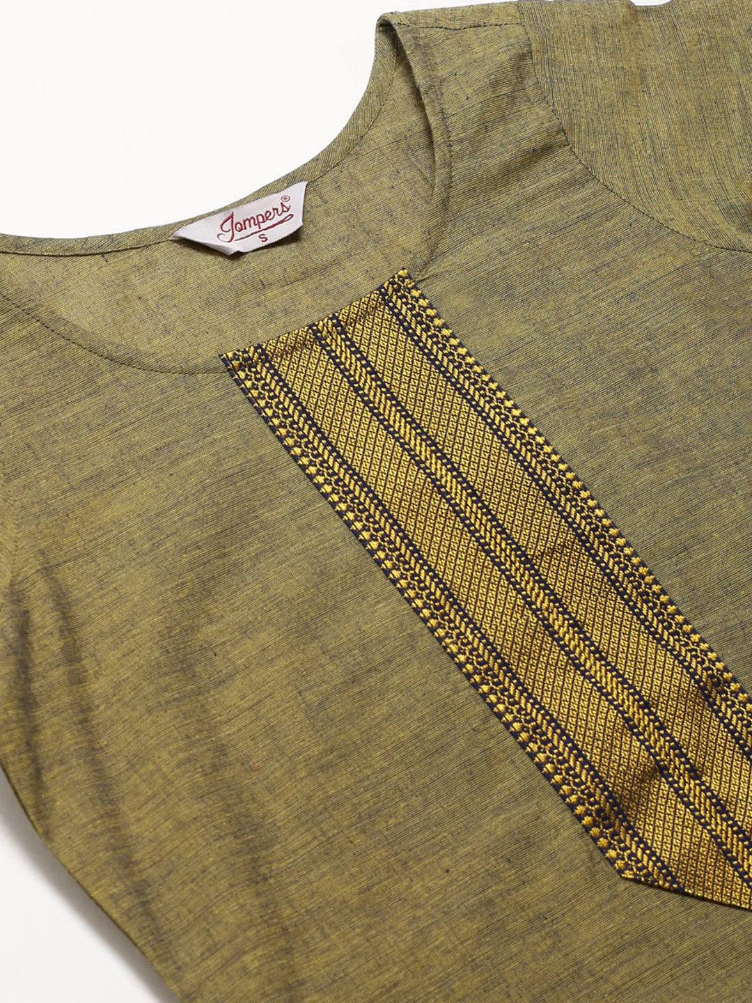 Jompers Women Mustard Yoke Design Kurta with Trousers (JOKS 1321 Mustard)