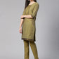 Jompers Women Mustard Yoke Design Kurta with Trousers (JOKS 1321 Mustard)