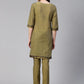 Jompers Women Mustard Yoke Design Kurta with Trousers (JOKS 1321 Mustard)