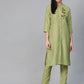 Women Green Embroidered Detail Kurta with Trousers ( JOKS 1326 Green )