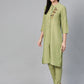 Women Green Embroidered Detail Kurta with Trousers ( JOKS 1326 Green )