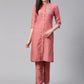 Jompers Women Pink Embroidered Solid Kurta with Trousers (JOKS 1326 Pink)