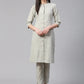 Jompers Women Grey Woven Design Kurta with Trousers (JOKS 1332 Grey)