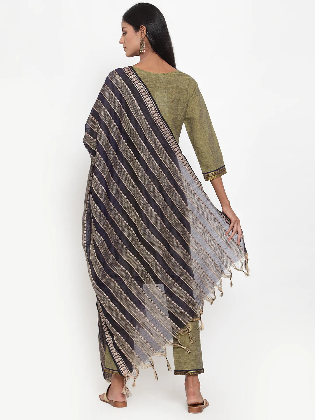 Jompers Women Mustard Solid Kurta with Trousers & Dupatta (JOKS D10B 1321 Mustard)
