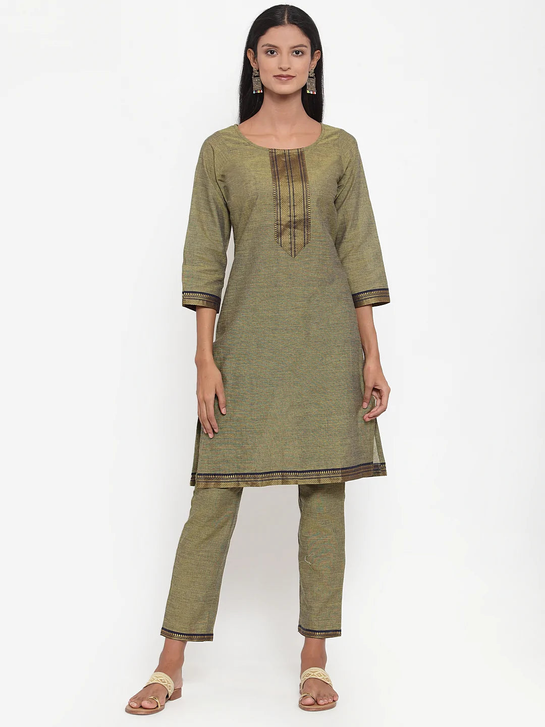 Jompers Women Mustard Solid Kurta with Trousers & Dupatta (JOKS D10B 1321 Mustard)