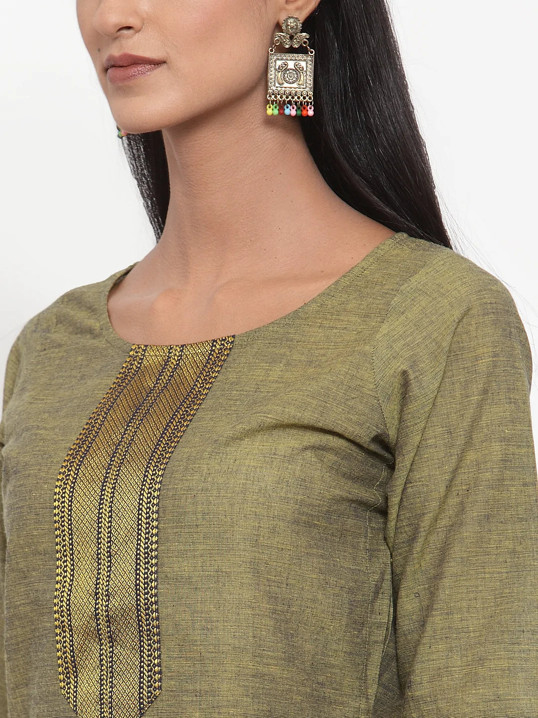 Jompers Women Mustard Solid Kurta with Trousers & Dupatta (JOKS D10B 1321 Mustard)