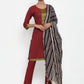 Jompers Women Maroon Solid Kurta with Trousers & Dupatta (JOKS D10B 1321 Maroon)