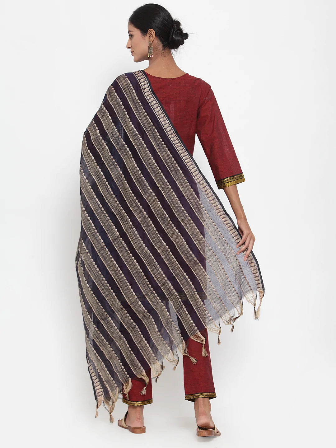 Jompers Women Maroon Solid Kurta with Trousers & Dupatta (JOKS D10B 1321 Maroon)