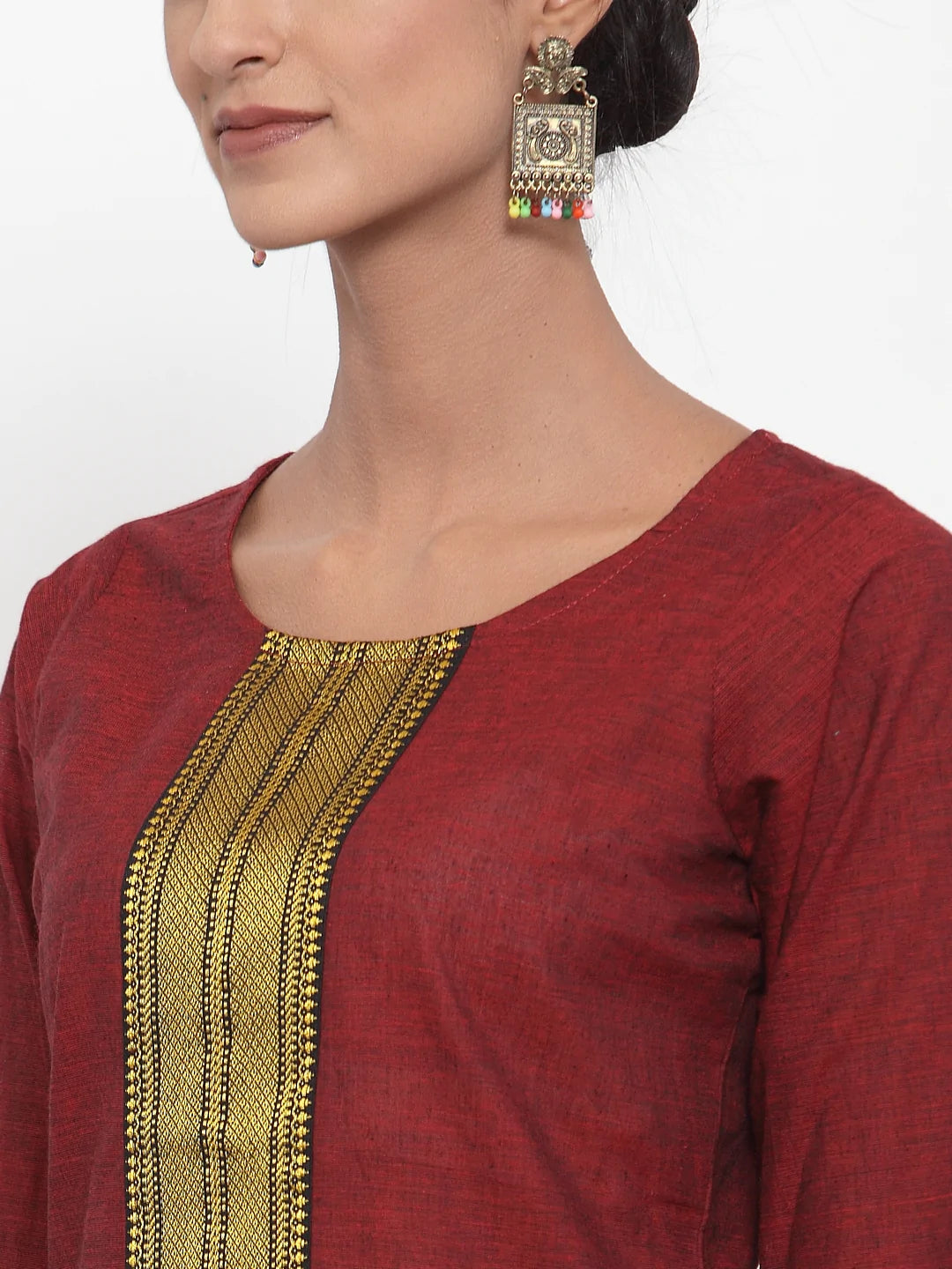 Jompers Women Maroon Solid Kurta with Trousers & Dupatta (JOKS D10B 1321 Maroon)