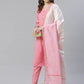 Jompers Women Pink & White Self Design Kurta with Trousers & Dupatta ( JOKS D12PW 1350 Pink )