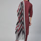 Jompers Women Maroon & Grey Solid Kurta with Trousers & Dupatta ( JOKS D17Grey 1362 Maroon )