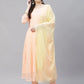 Women Peach Embroidered Regular Sequinned Kurta with Trousers & Dupatta ( JOKS D19Yellow 1383 Peach )