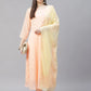 Women Peach Embroidered Regular Sequinned Kurta with Trousers & Dupatta ( JOKS D19Yellow 1383 Peach )