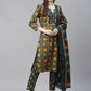 Women Green Ethnic Motifs Printed Pure Cotton Kurta with Trousers & Dupatta ( JOKS D22G 1400 Green )