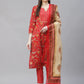 Women Red Ethnic Motifs Printed Regular Pure Cotton Kurta with Trousers & Dupatta ( JOKS D22R 1400 Red )