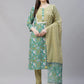 Women Green Ethnic Motifs Printed Pure Cotton Kurta with Trousers & Dupatta ( JOKS D23G 1401 Green )
