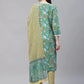 Women Green Ethnic Motifs Printed Pure Cotton Kurta with Trousers & Dupatta ( JOKS D23G 1401 Green )