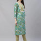 Women Green Ethnic Motifs Printed Pure Cotton Kurta with Trousers & Dupatta ( JOKS D23G 1401 Green )