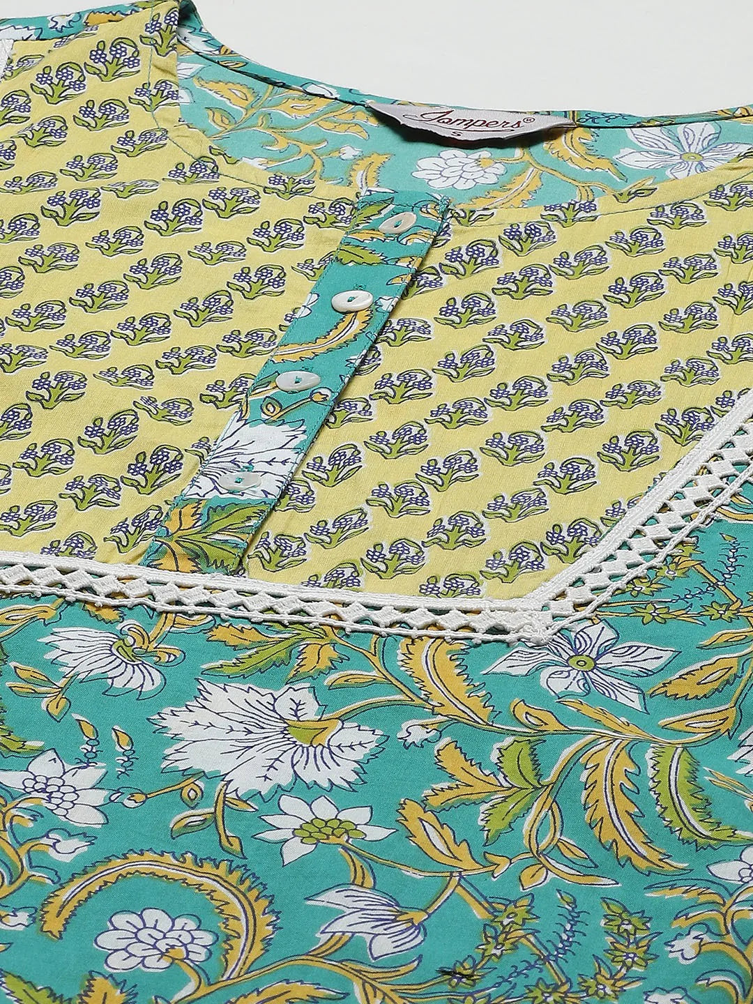 Women Green Ethnic Motifs Printed Pure Cotton Kurta with Trousers & Dupatta ( JOKS D23G 1401 Green )
