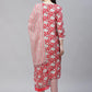 Women Red & Off-White Ethnic Motifs Printed Kurta with Trousers & Dupatta ( JOKS D23R 1401 Red )