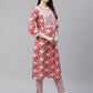 Women Red & Off-White Ethnic Motifs Printed Kurta with Trousers & Dupatta ( JOKS D23R 1401 Red )