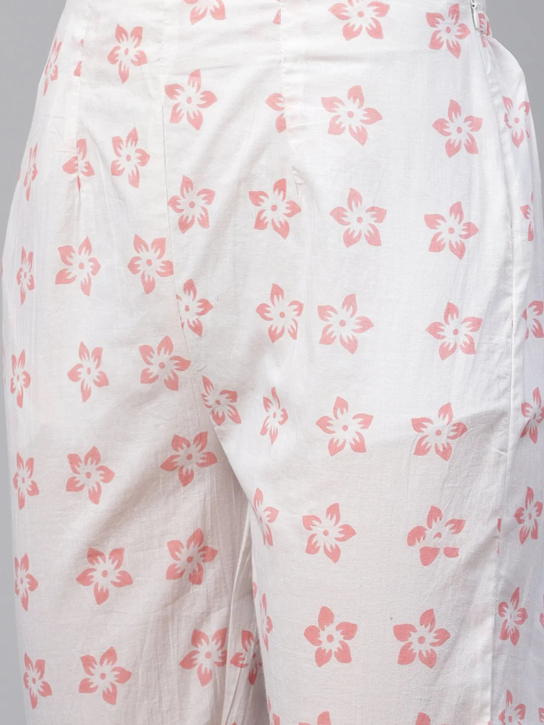 Women Pink & White Ethnic Motifs Printed Pure Cotton Kurta with Trousers & Dupatta ( JOKS D24P 1402 Pink )