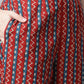 Women  Maroon & Blue Printed Regular Pure Cotton Kurta with Trousers & With Dupatta ( JOKS D26B 1410 Maroon )