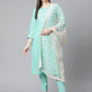 Women Green Floral Printed Regular Pure Cotton Kurta with Trousers & With Dupatta ( JOKS D28W 1412 Green )