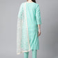 Women Green Floral Printed Regular Pure Cotton Kurta with Trousers & With Dupatta ( JOKS D28W 1412 Green )