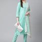 Women Green Floral Printed Regular Pure Cotton Kurta with Trousers & With Dupatta ( JOKS D28W 1412 Green )