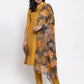 Jompers Women Yellow Self-Striped Kurta with Trousers & Gorgette Dupatta ( JOKS D2Y 1310 Yellow )