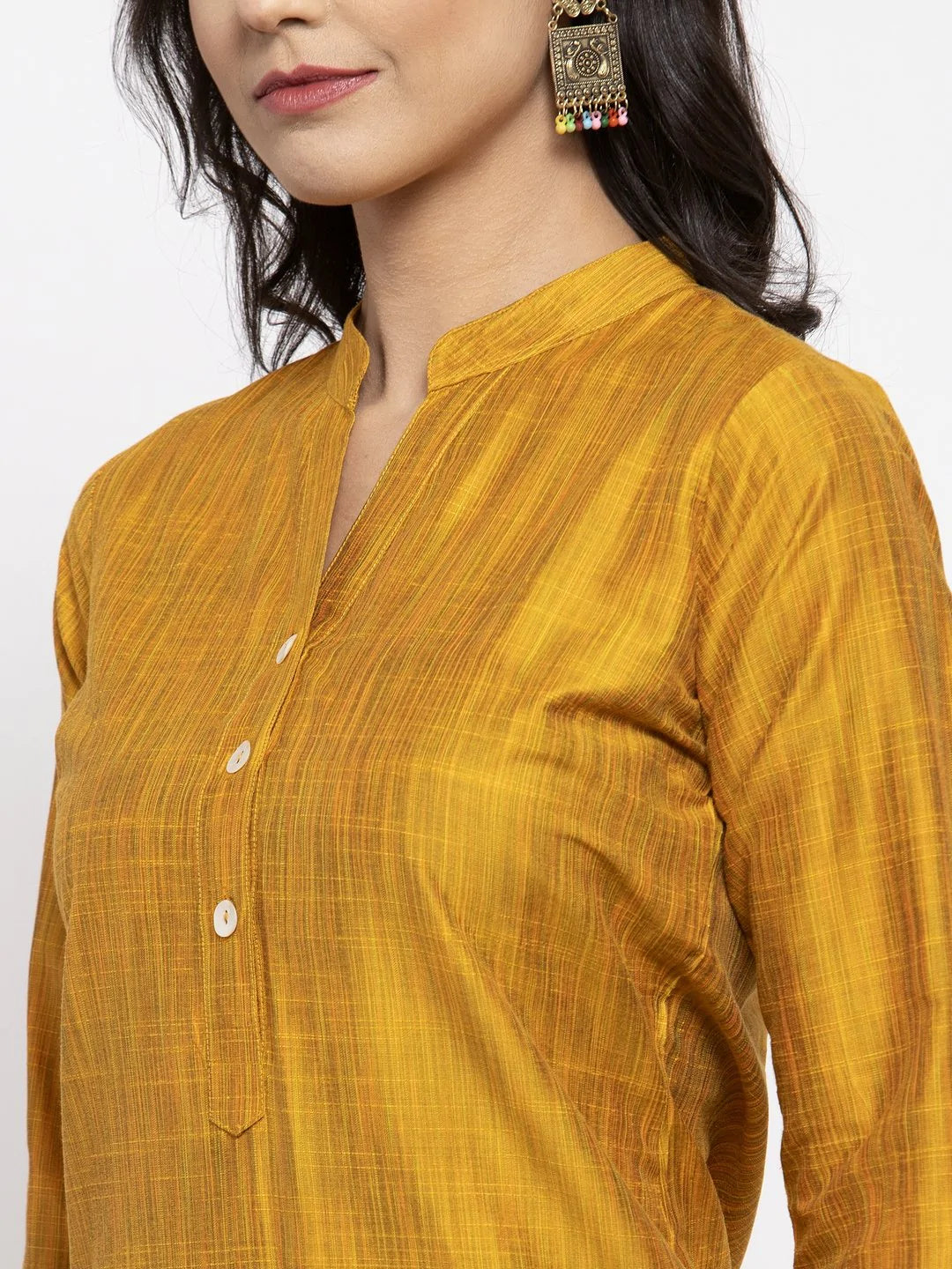 Jompers Women Yellow Self-Striped Kurta with Trousers & Gorgette Dupatta ( JOKS D2Y 1310 Yellow )