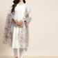 Sequinned Kurta with Trousers & With Dupatta ( JOKS D34W 1453 White )