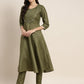 Gotta Patti Kurta with Trousers & With Dupatta ( JOKS D34W 1466 Green )