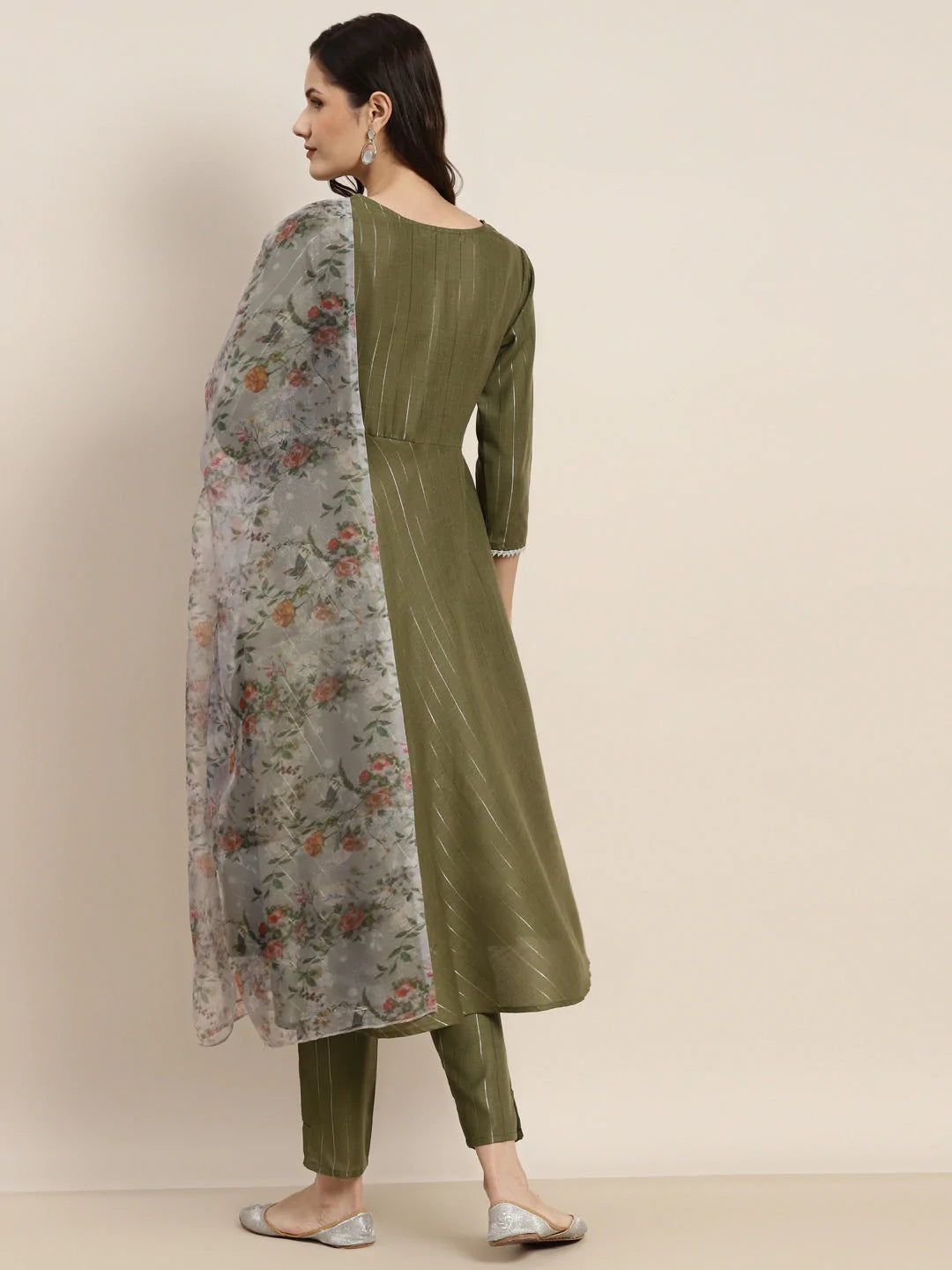 Gotta Patti Kurta with Trousers & With Dupatta ( JOKS D34W 1466 Green )