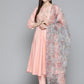 Peach Floral Embroidered Mirror Work Kurta with Trousers & With Dupatta ( JOKS D34W 1490 Peach )