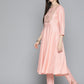 Peach Floral Embroidered Mirror Work Kurta with Trousers & With Dupatta ( JOKS D34W 1490 Peach )