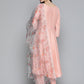 Peach Floral Embroidered Mirror Work Kurta with Trousers & With Dupatta ( JOKS D34W 1490 Peach )