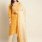 Yoke Design Cotton Silk Kurta with Trousers & Dupatta ( JOKS D35Y 1465 Yellow )