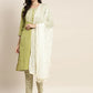 Printed Gotta Patti Kurta with Trousers & Dupatta ( JOKS D36W 1470 Green )