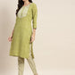 Printed Gotta Patti Kurta with Trousers & Dupatta ( JOKS D36W 1470 Green )