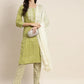 Printed Gotta Patti Kurta with Trousers & Dupatta ( JOKS D36W 1470 Green )