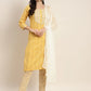 Printed Gotta Patti Kurta with Trousers & Dupatta ( JOKS D36W 1470 Yellow )