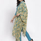 Jompers Women Blue & Green Self-Striped Kurta with Trousers & Floral Georgette Dupatta ( JOKS D3B 1310 Blue )