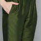 Olive Green Floral Embroidered Mirror Work Kurta with Trousers & With Dupatta ( JOKS D41G 1496 Olive )