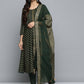 Jompers Women Olive Green Embroidered Regular Kurta with Trousers & With Dupatta ( JOKS D46G 1506 Green )