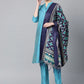 Jompers Women Blue & Green Self-Striped Kurta with Trousers & Dupatta ( JOKS D4B 1310 Blue )