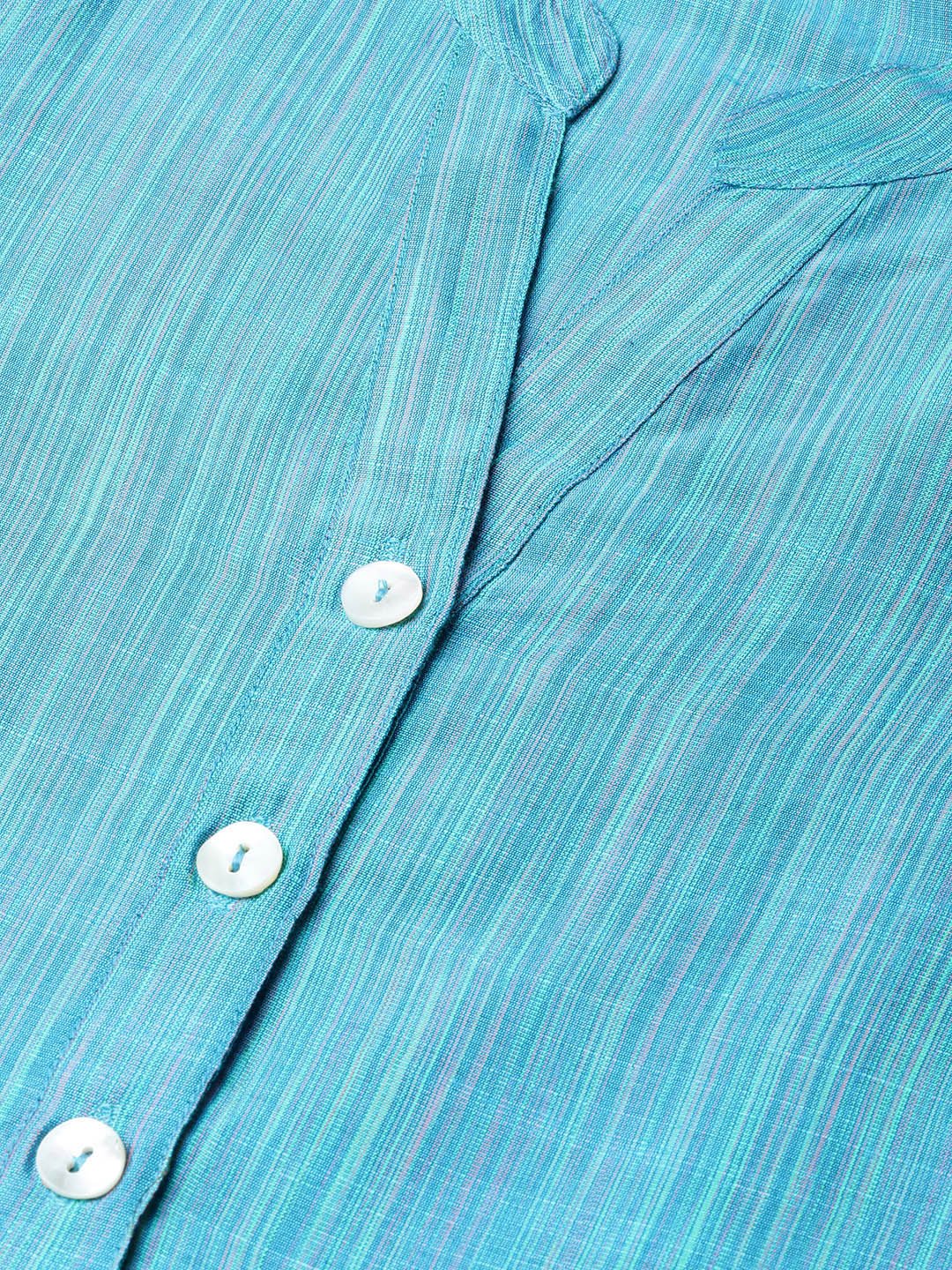 Jompers Women Blue & Green Self-Striped Kurta with Trousers & Dupatta ( JOKS D4B 1310 Blue )